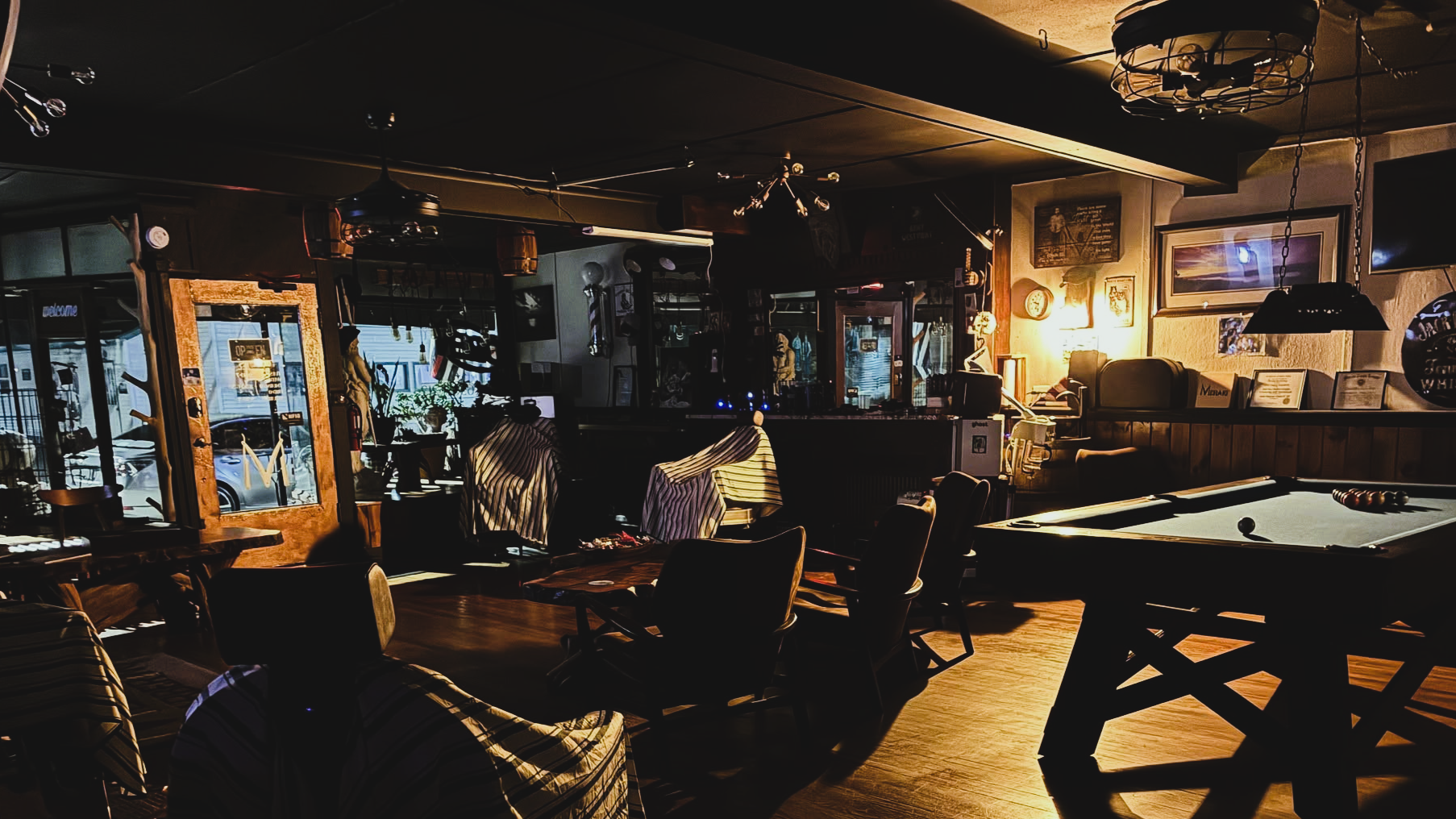 Interior of Meraki Barbering shop in Warrensburg, NY